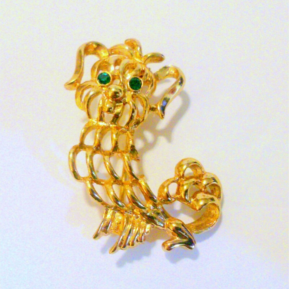 Vintage Avon Gold Tone Dog Brooch Pin
